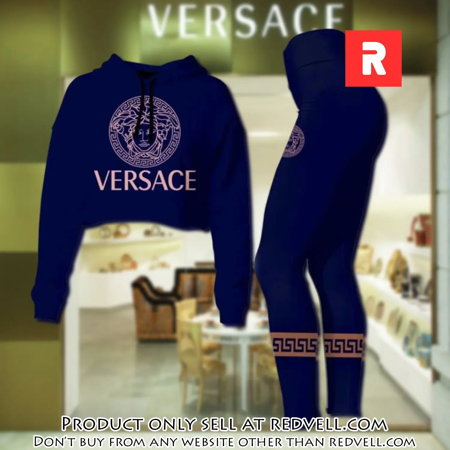 Versace medusa navy luxury brand clothes leggings and crop top set for women rv4502020